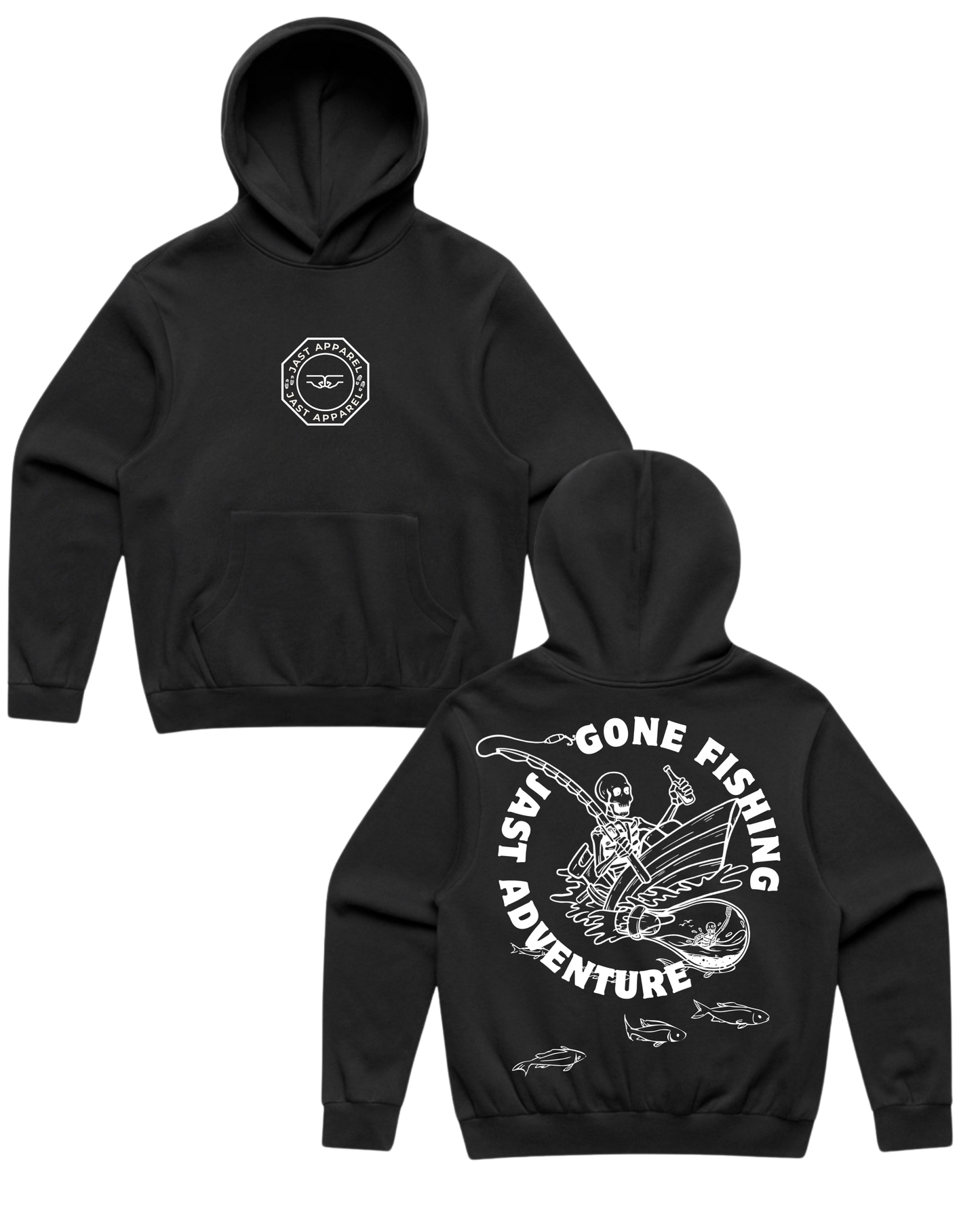 JĀST ADAPT HOODIE (GONE FISHING) BLACK ADULT