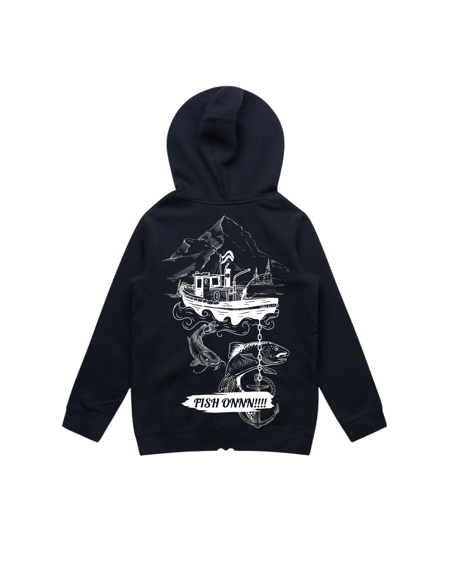 JĀST ADAPT HOODIE KIDS (FISH ON) BLACK